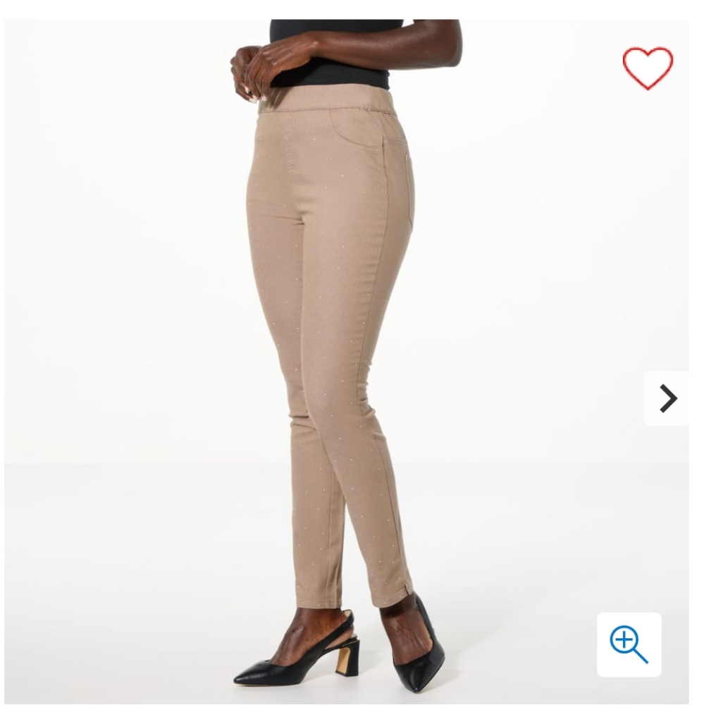 NWT Nina Leonard Rhinestone Slim Leg Pant